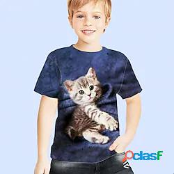 Bambino Da ragazzo maglietta Manica corta Blu Stampa 3D