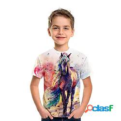 Bambino Da ragazzo maglietta Manica corta Stampa 3D Cavallo