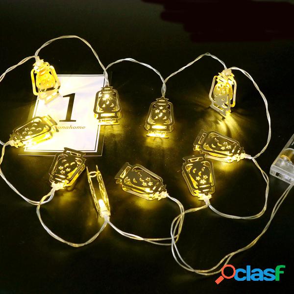 Batteria Operated Golden Fanoos Lantern 10 LED String Fairy