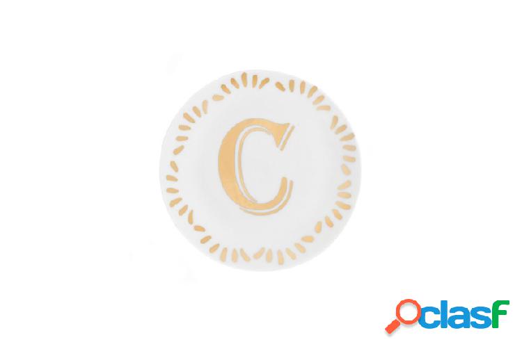 Bitossi home Piattino Lettering porcellana lettera C bianco