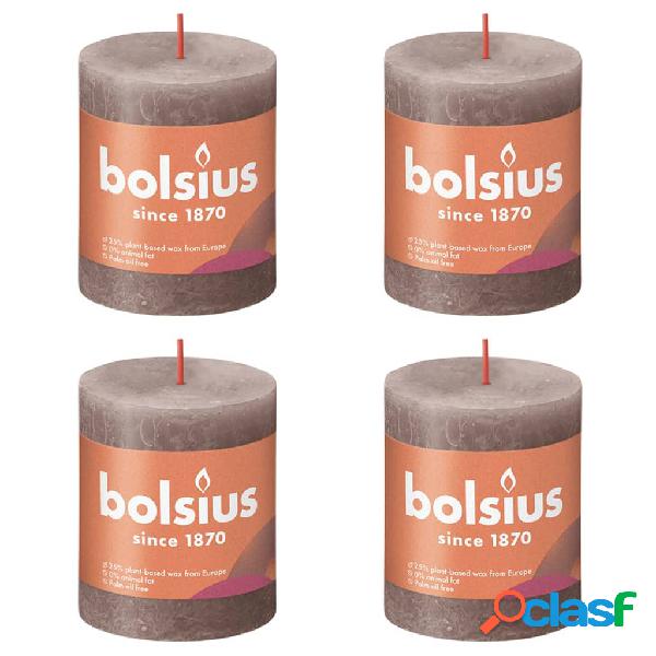 Bolsius Candele Rustiche a Colonna Shine 4 pz 80x68 mm Rosa