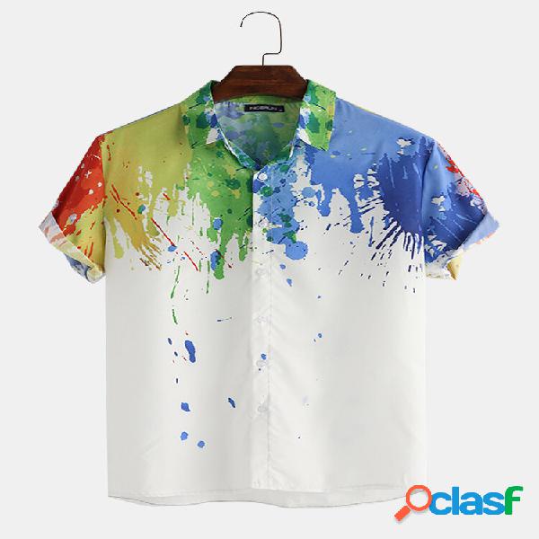 Camicie casual da uomo a maniche corte con stampa ad