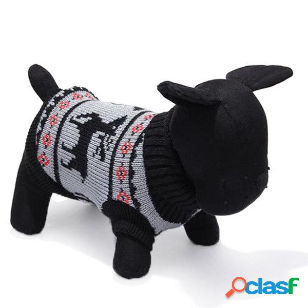 Cane cervi pet maglione lavorato a maglia traspirante