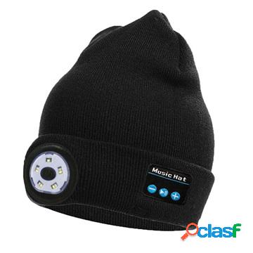 Cappello Bluetooth a Maglia Unisex con Luce a LED - Nero