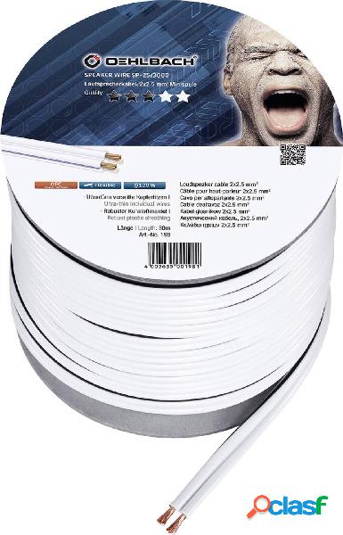 Cavo per altoparlanti 2 x 2.50 mm² Bianco Oehlbach 198 30 m