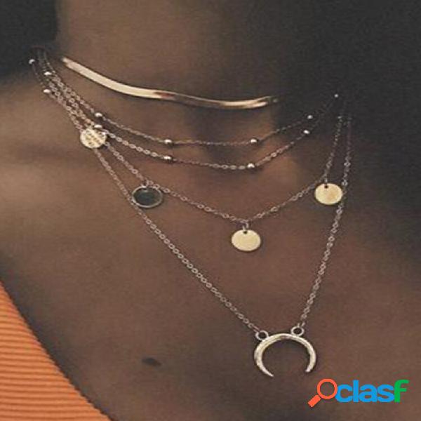 Collana con ciondolo a forma di luna con ciondolo a catena