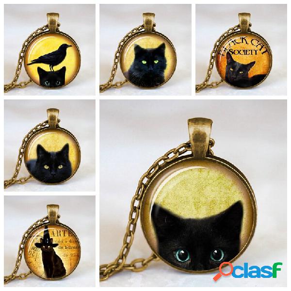 Collana in metallo vintage con gatto carino collana