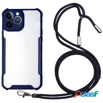 Custodia Ibrida con Cordino per iPhone 13 Pro - Blu Scuro