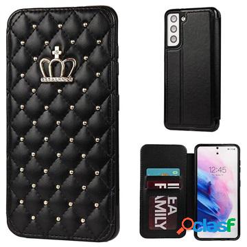 Custodia a Flip Crown Grid Pattern per Samsung Galaxy S21+