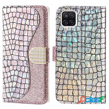 Custodia a Portafoglio Croco Bling per Samsung Galaxy A12 -