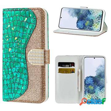 Custodia a Portafoglio Croco Bling per Samsung Galaxy S21 5G