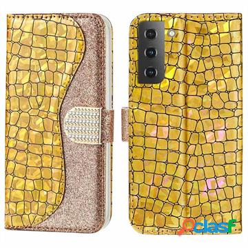 Custodia a Portafoglio Croco Bling per Samsung Galaxy S22+