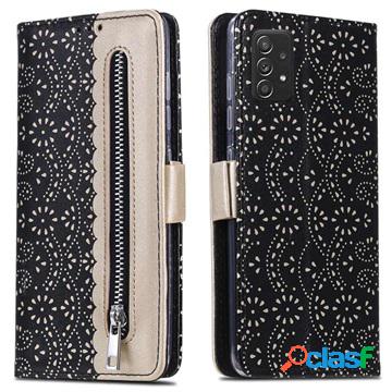 Custodia a Portafoglio Lace Pattern per Samsung Galaxy A52