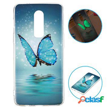 Custodia in TPU luminosa per OnePlus 6 - Farfalla Blu