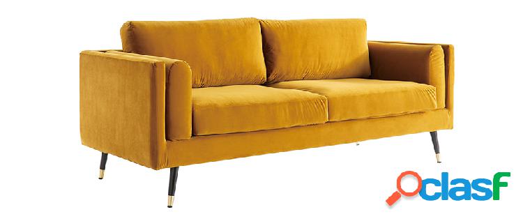 Divano design 3 posti in velluto giallo STING