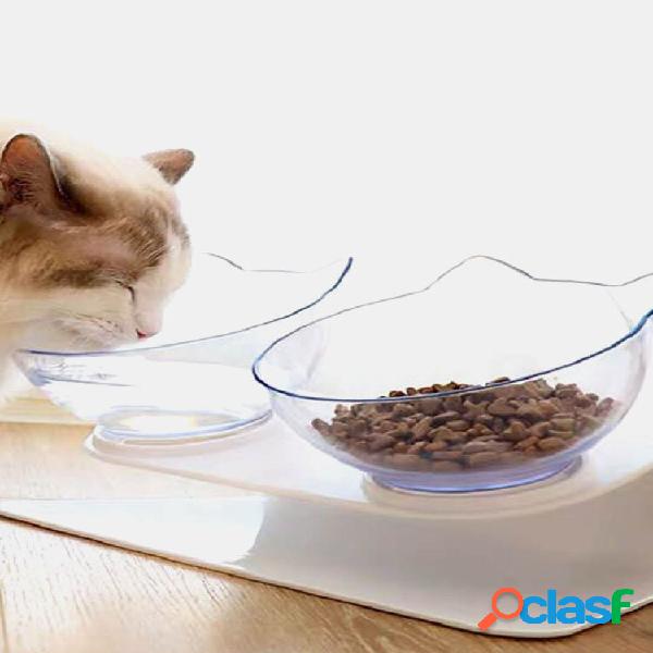 Double Cat Bowl with Raised Stand,15°Tilted Platform Cat