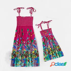 Dresses Mommy and Me Casual / Daily Floral Print Red
