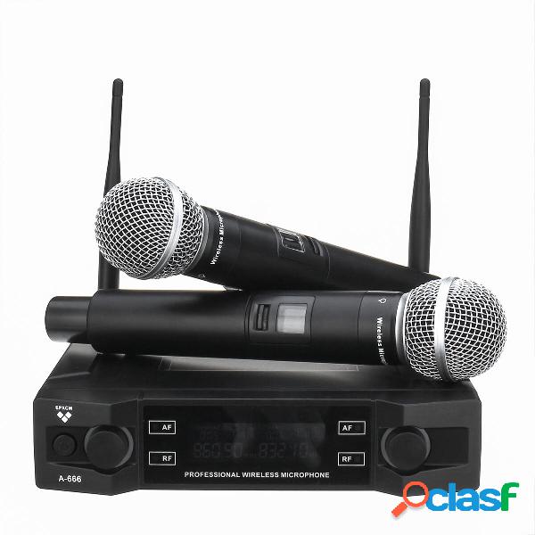 EPXCM A-666 UHF Wireless 2Ch Mic palmare Cardioide Microfono