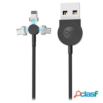 Forever 3-in-1 Magnetic Charge&Sync Cable - 1m - Black