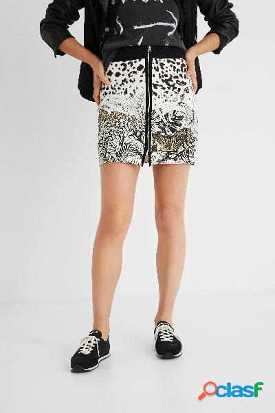 Gonna corta zip tropicale