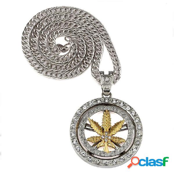 Hip Hop Spinning Collana Snake Marijuana Collana doro a