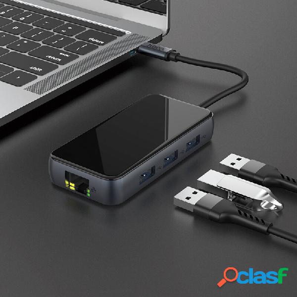 Hub USB HOCO HB16 da Type-C a USB 3.0 * 3 HDMI PD RJ45