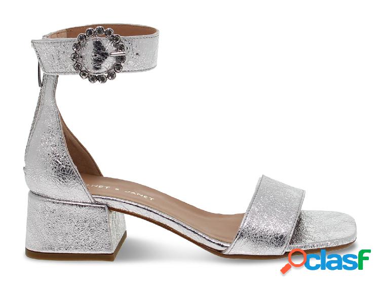 JANET&JANET SANDALI DONNA JANET45200SILVER PELLE ARGENTO