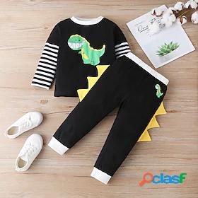 Kids Boys Clothing Set Long Sleeve Black Dinosaur Print