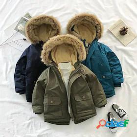 Kids Boys Long Sleeve Coat Blue Army Green Navy Blue Pocket