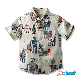 Kids Boys' Shirt Children's Day Short Sleeve Beige Print