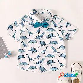 Kids Boys Shirt Children's Day Short Sleeve Dinosaur Print