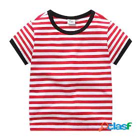 Kid's Boys' Tee Short Sleeve Colorful blue Green Red Stripes