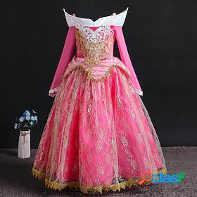 Kids Little Girls' Dress Jacquard Lace Fuchsia Maxi Long