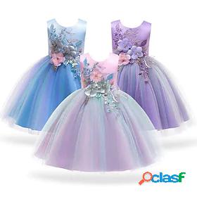 Kids Little Girls' Dress Lace Floral Party Blue Purple