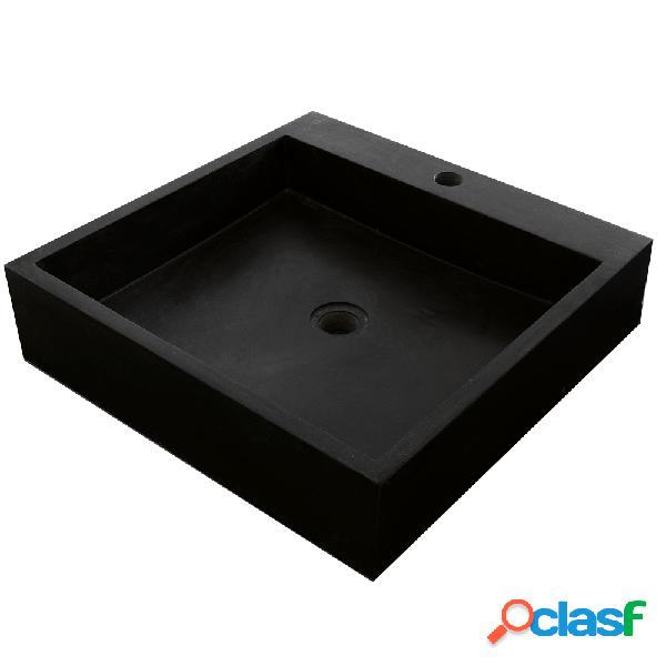 Lavabo da Appoggio in marmo Basalto Nero di forma quadrata