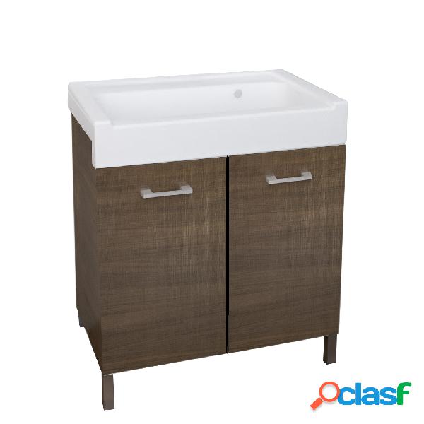Lavatoio in ceramica con mobile due ante in legno melaminico