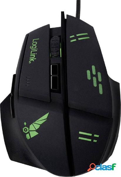 LogiLink ID0157 Mouse da gioco USB Ottico Nero 7 Tasti 3200