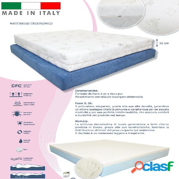 MATERASSO SINGOLO 80X190 ALTO 22CM MEMORY E FOAM ANTIACARO