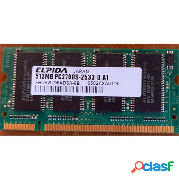 MEMORIA RAM SODIMM 512MB DDR ELPIDA PC2700S-2533-A1