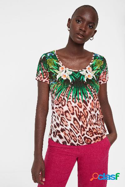Maglietta multicolore animal print