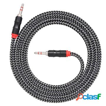 Male to Male 3.5mm Braided Audio Cable - 2m - Black / White