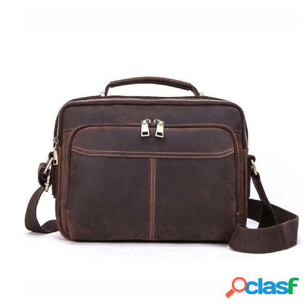 Menico Borsa a tracolla multi-scomparto vintage in pelle