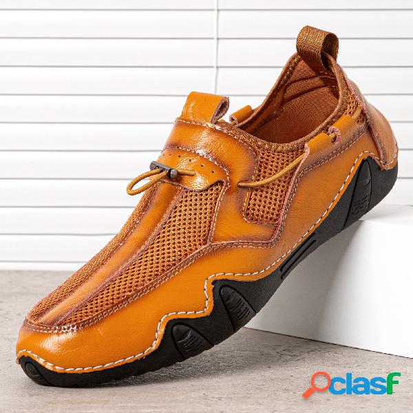 Menico Uomo Pelle Bovina Traspirante Elastico Banda Scarpe
