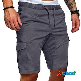 Mens Casual Shorts Elastic Waistband Drawstring with Side