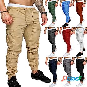 Mens Street Joggers Cargo Pants Bottoms Cotton Drawstring
