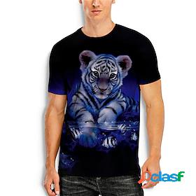 Men's T shirt Tee 3D Tiger Animal 3D Print Round Neck Daily