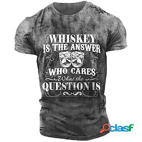 Mens T shirt Tee Graphic Drink Letter 3D Print Crew Neck