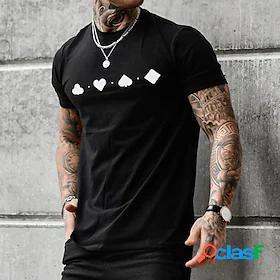 Mens T shirt Tee Graphic Heart Hot Stamping Crew Neck Casual