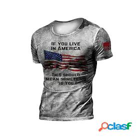 Mens T shirt Tee Graphic National Flag 3D Print Crew Neck