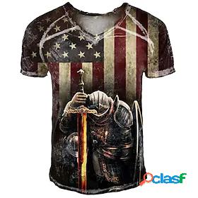 Mens T shirt Tee Graphic Soldier National Flag 3D Print V
